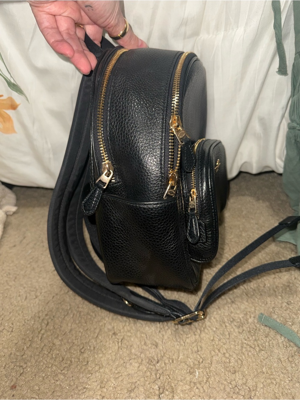 Coach Black Pebbled Leather Mini Backpack with Gold Hardware - Picture 5 of 8